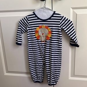 Stitchyfish Thanksgiving turkey appliqué romper